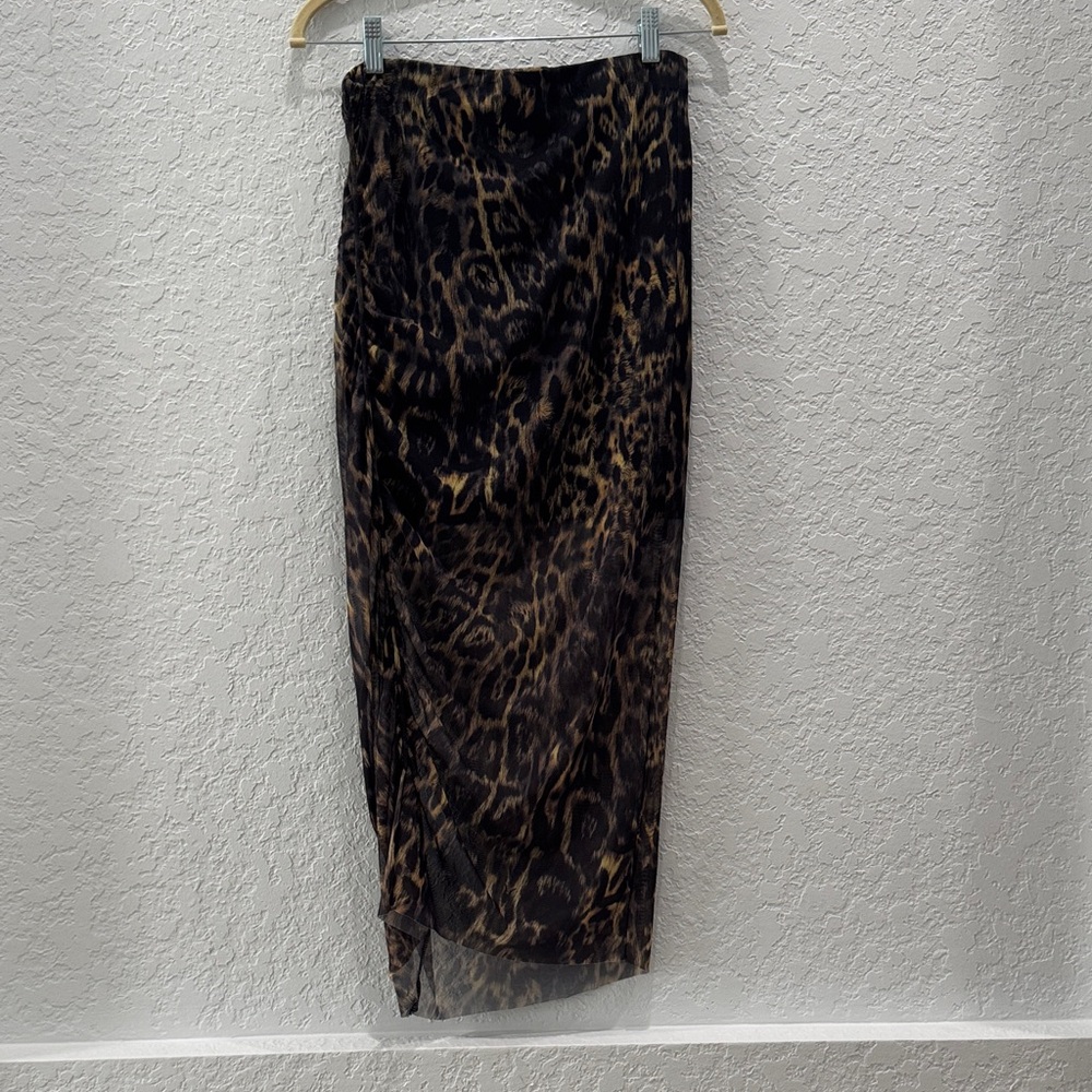 All Saints Leopard Print Maxi Skirt